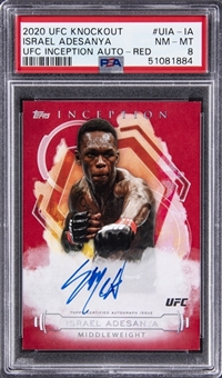 2020 Topps UFC Knockout Inception Autographs Red #UIAIA Israel Adesanya Signed Card (#4/8) - PSA NM-MT 8